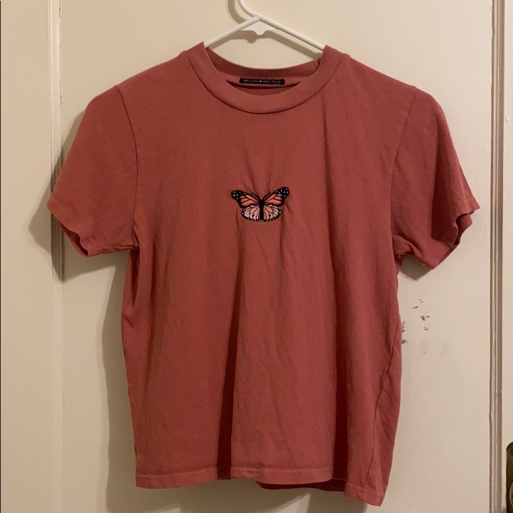 brandy melville pink butterfly tee